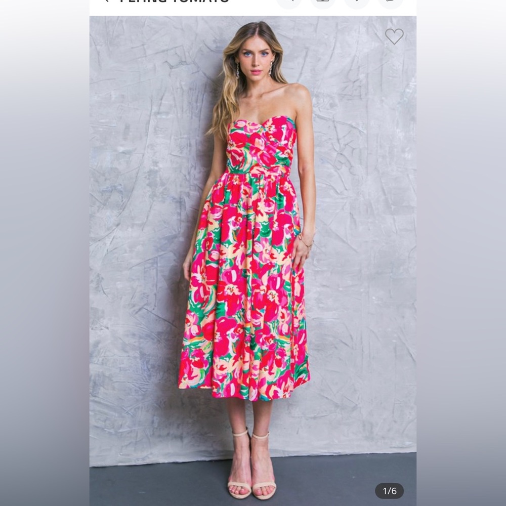 NEW Flying Tomato Floral Strapless Dress